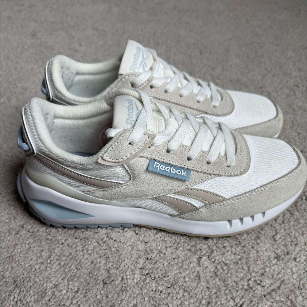Reebok White and Light Blue Athletic Shoes
